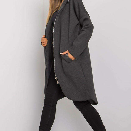 Trendy Parisian Longline Hoodie With Zip Details In Style - Très Elite