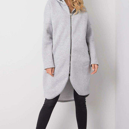 Trendy Parisian Longline Hoodie With Zip Details In Style - Très Elite