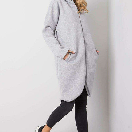 Trendy Parisian Longline Hoodie With Zip Details In Style - Très Elite
