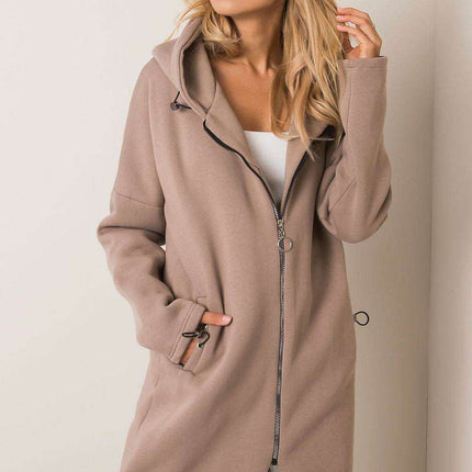 Trendy Parisian Longline Hoodie With Zip Details In Style - Très Elite
