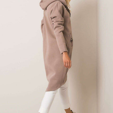 Trendy Parisian Longline Hoodie With Zip Details In Style - Très Elite