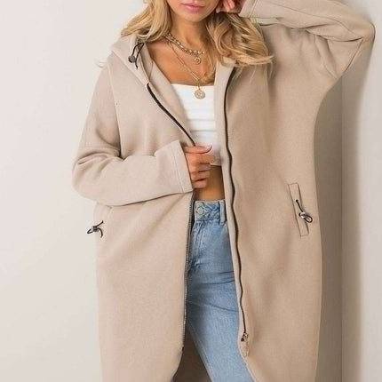 Trendy Parisian Longline Hoodie With Zip Details In Style - Très Elite