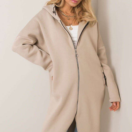 Trendy Parisian Longline Hoodie With Zip Details In Style - Très Elite