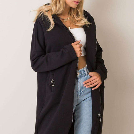 Trendy Parisian Longline Hoodie With Zip Details In Style - Très Elite