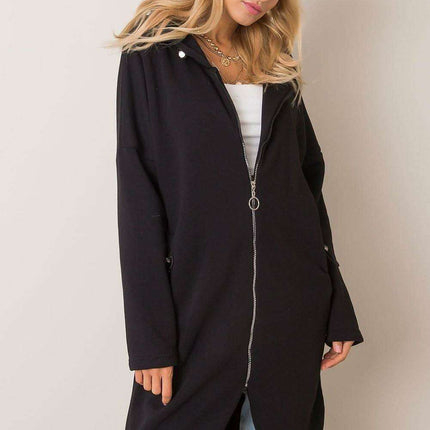 Trendy Parisian Longline Hoodie With Zip Details In Style - Très Elite