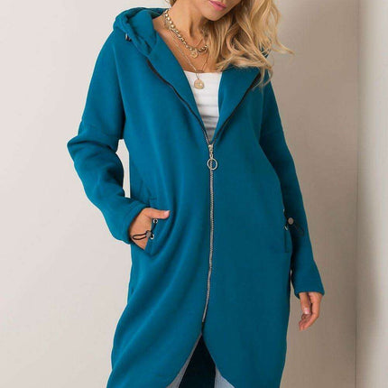 Trendy Parisian Longline Hoodie With Zip Details In Style - Très Elite