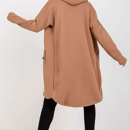 Trendy Parisian Longline Hoodie With Zip Details In Style - Très Elite