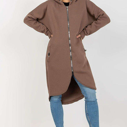 Trendy Parisian Longline Hoodie With Zip Details In Style - Très Elite