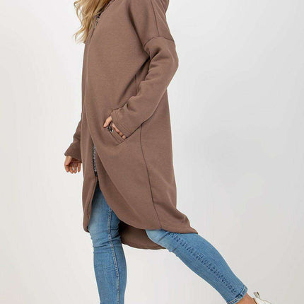 Trendy Parisian Longline Hoodie With Zip Details In Style - Très Elite