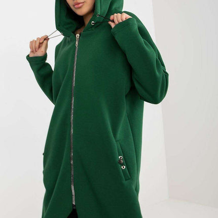 Trendy Parisian Longline Hoodie With Zip Details In Style - Très Elite