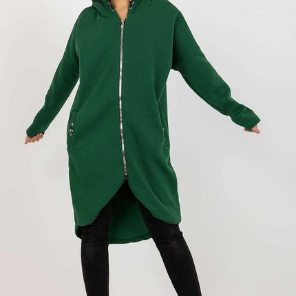 Trendy Parisian Longline Hoodie With Zip Details In Style - Très Elite