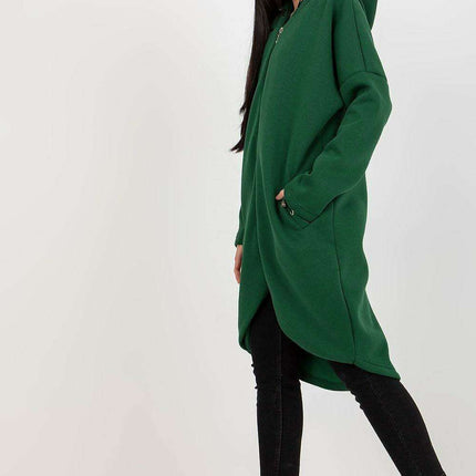 Trendy Parisian Longline Hoodie With Zip Details In Style - Très Elite