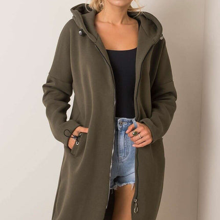 Trendy Parisian Longline Hoodie With Zip Details In Style - Très Elite