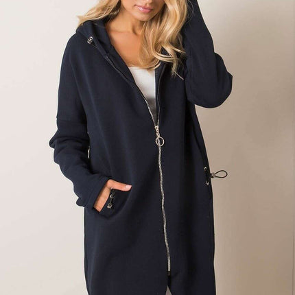 Trendy Parisian Longline Hoodie With Zip Details In Style - Très Elite