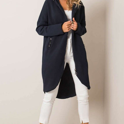 Trendy Parisian Longline Hoodie With Zip Details In Style - Très Elite