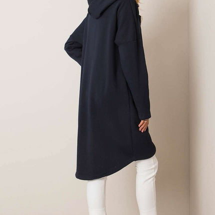 Trendy Parisian Longline Hoodie With Zip Details In Style - Très Elite