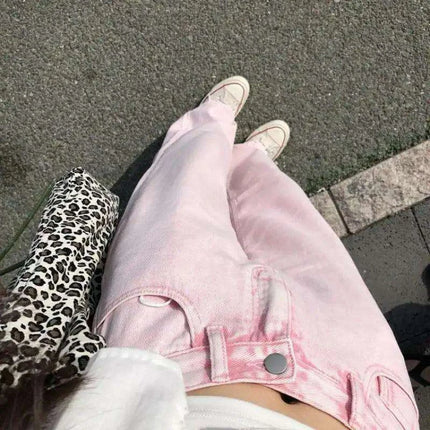 Trendy Pink High-Waisted Y2K Wide-Leg Trousers for Women - Must-Have Summer Fashion 2023 - Très Elite