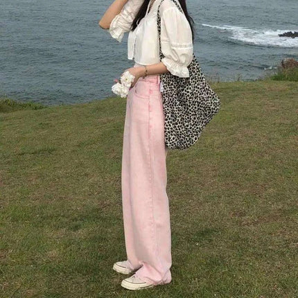 Trendy Pink High-Waisted Y2K Wide-Leg Trousers for Women - Must-Have Summer Fashion 2023 - Très Elite
