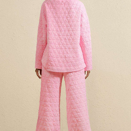 Trendy Pink Quilted Lounge Set - Elevate Your Comfort and Style - Très Elite