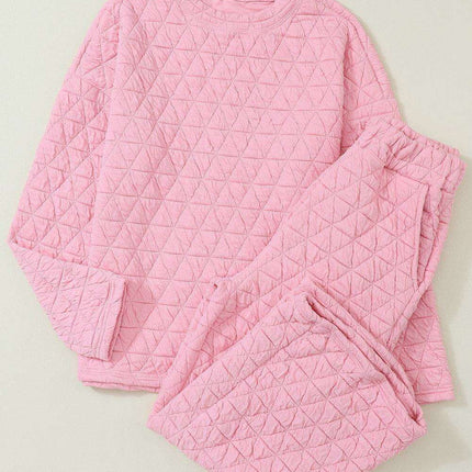Trendy Pink Quilted Lounge Set - Elevate Your Comfort and Style - Très Elite