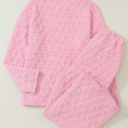 Trendy Pink Quilted Lounge Set - Elevate Your Comfort and Style - Très Elite