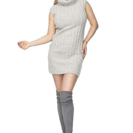 Trendy Ribbed Turtleneck Sleeveless Mini Dress - Très Elite