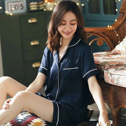 Trendy Summer Women's Lounge Set - Cozy Short Sleeve Top and Breezy Shorts - Très Elite