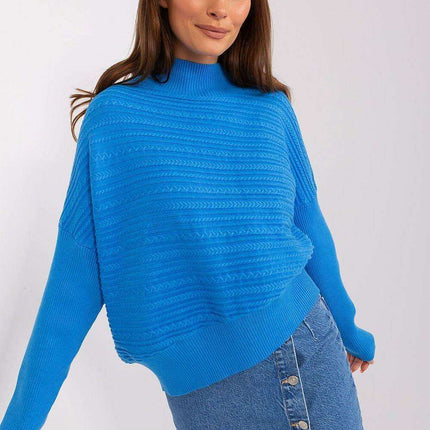 Trendy Textured Turtleneck Knit Sweater