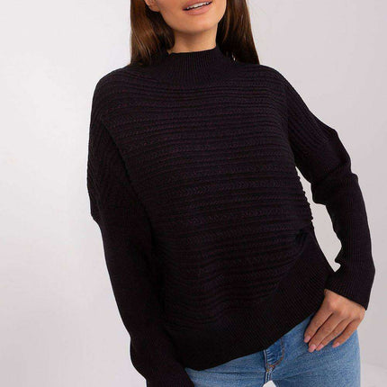 Trendy Textured Turtleneck Knit Sweater