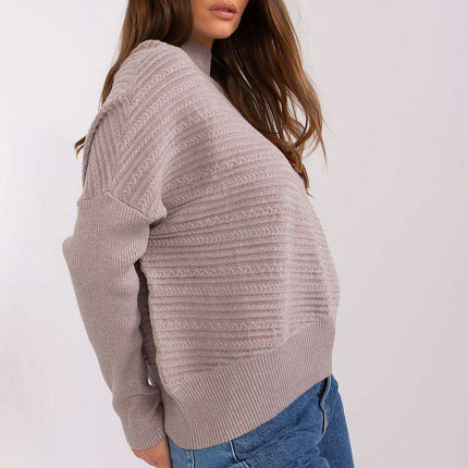 Trendy Textured Turtleneck Knit Sweater - Très Elite