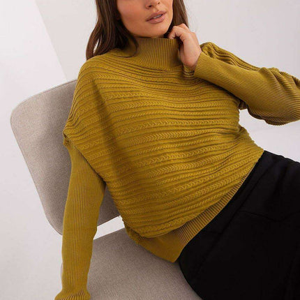 Trendy Textured Turtleneck Knit Sweater