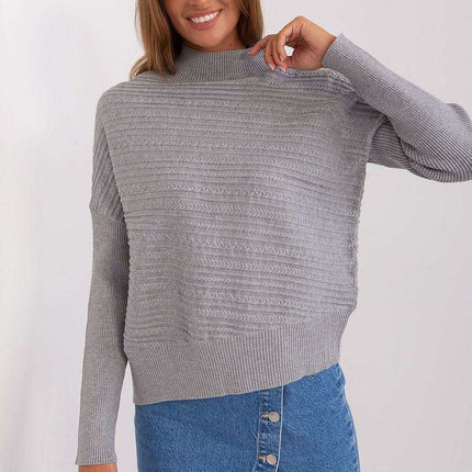 Trendy Textured Turtleneck Knit Sweater