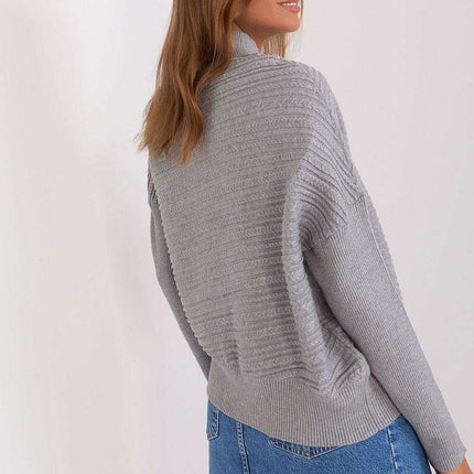 Trendy Textured Turtleneck Knit Sweater - Très Elite