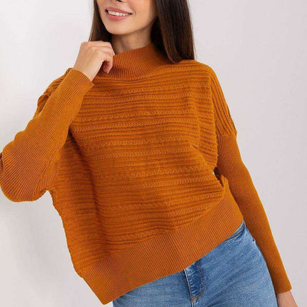 Trendy Textured Turtleneck Knit Sweater