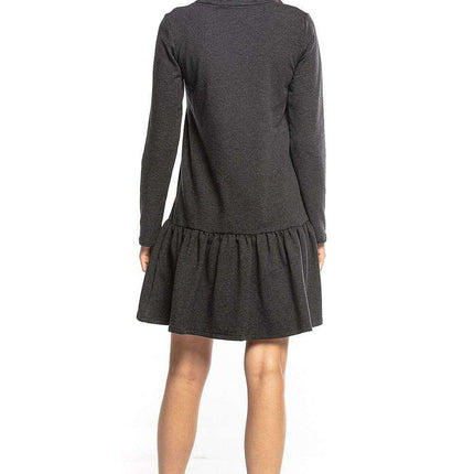 Trendy Turtleneck Midi Dress with Flared Hem - Très Elite