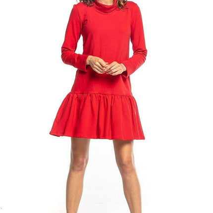 Trendy Turtleneck Midi Dress with Flared Hem