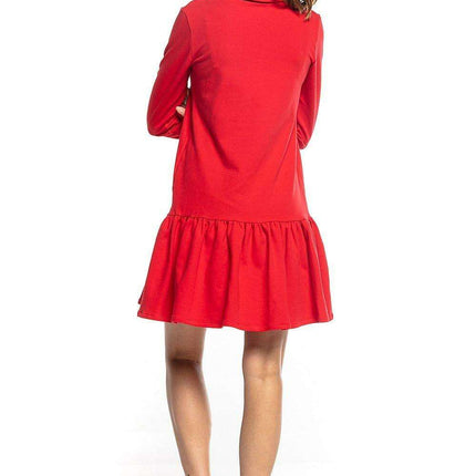 Trendy Turtleneck Midi Dress with Flared Hem - Très Elite