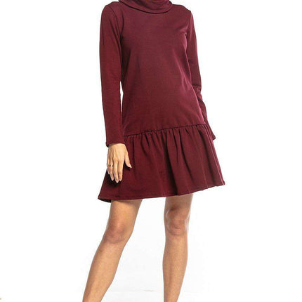 Trendy Turtleneck Midi Dress with Flared Hem