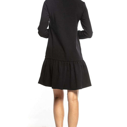 Trendy Turtleneck Midi Dress with Flared Hem - Très Elite