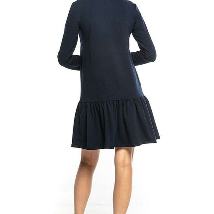 Trendy Turtleneck Midi Dress with Flared Hem - Très Elite