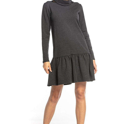 Trendy Turtleneck Midi Dress with Flared Hem