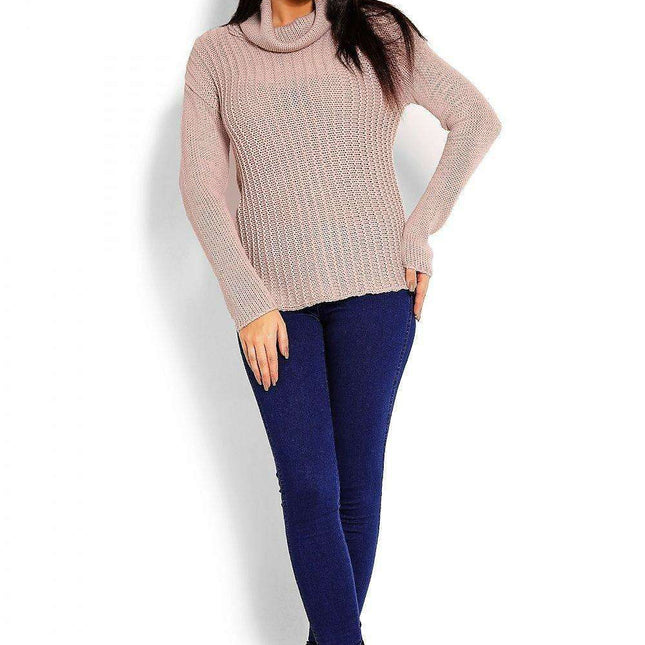 Trendy Turtleneck Peekaboo Knit Sweater