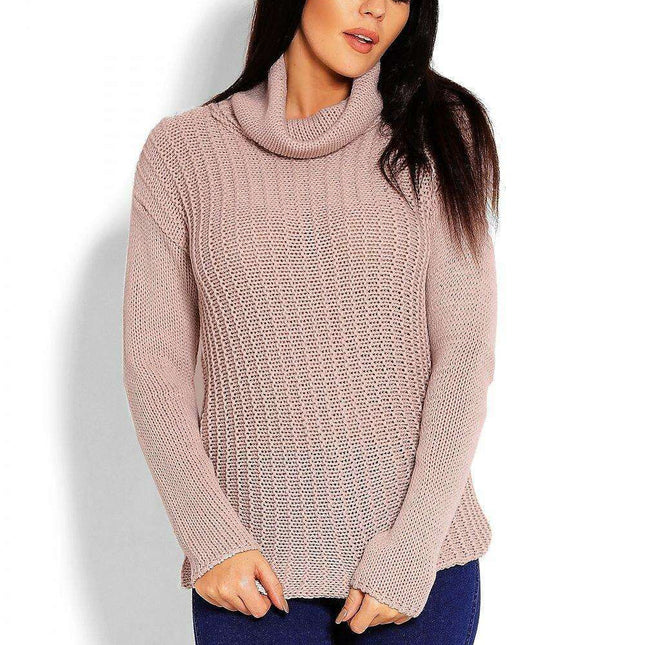 Trendy Turtleneck Peekaboo Knit Sweater
