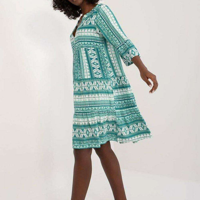 Trendy Viscose Midi Dress with Distinctive Pattern - Très Elite