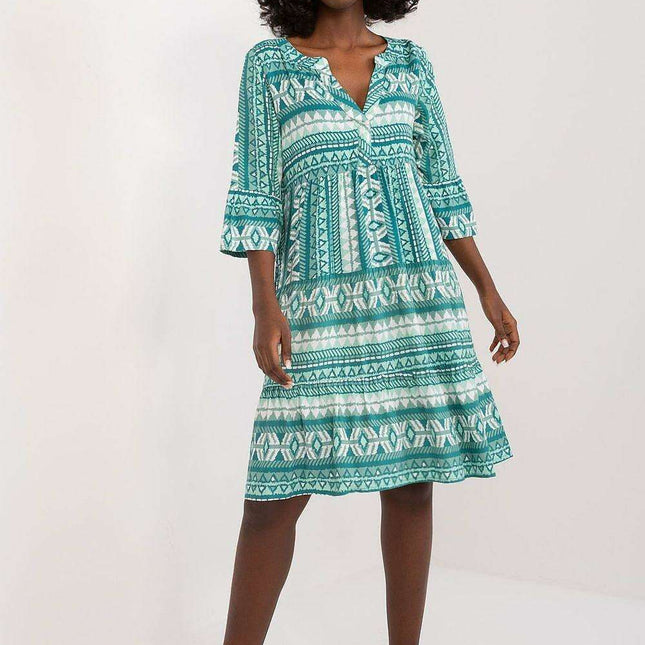 Trendy Viscose Midi Dress with Distinctive Pattern - Très Elite