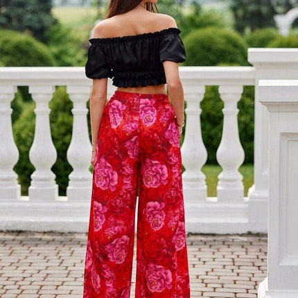 Trendy Wide Leg High Waist Capri Trousers for Women by Roco Fashion - Très Elite