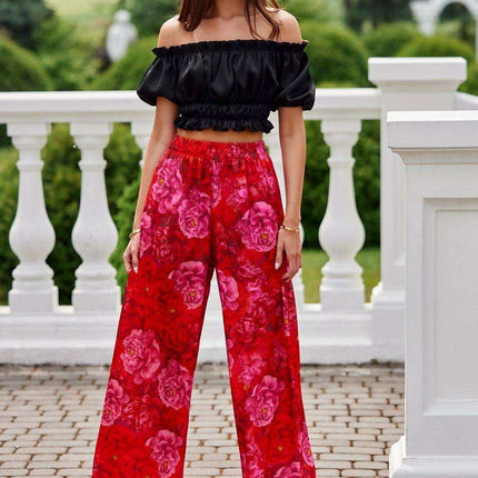 Trendy Wide Leg High Waist Capri Trousers for Women by Roco Fashion - Très Elite