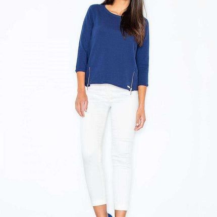 Trendy Zipper-Detail Cotton Sweatshirt for Sporty Elegance - Très Elite