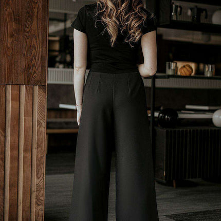 Trendy Zipper-Detail Wide-Leg Trousers for Women - Très Elite