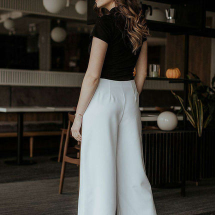 Trendy Zipper-Detail Wide-Leg Trousers for Women - Très Elite